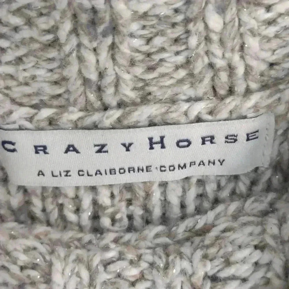 Liz Claiborne Crazy Horse‎  shimmer taupe cowl neck sweater women's large - Picture 3 of 5